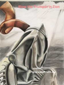 Blow the Trumpet in Zion conte crayons, pencil